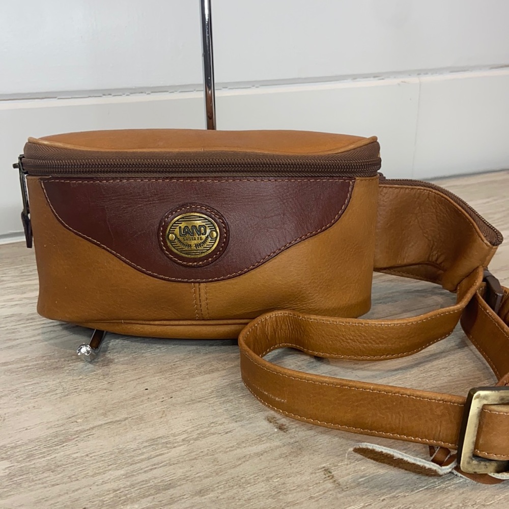 Unisex Land Santa Fe Calf Leather Two Tone Large Zippered Belt Bag Fanny Pack
